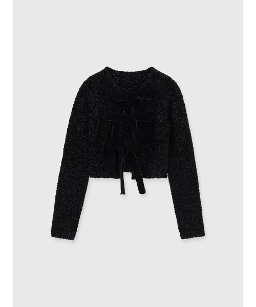 EIMY ISTOIRE（エイミーイストワール）の「フロントリボンニットトップス（ニット/セーター・レディース・ピンク/アイボリー/ブラック・F）」の20枚目の写真