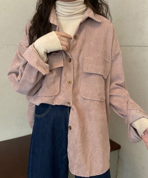 SallyLunn（サリーラン）の「ダブルポケットコーデュロイシャツ（シャツ/ブラウス・レディース・ピンク/ブラウン/ベージュ・LARGE/MEDIUM）」の12枚目の写真