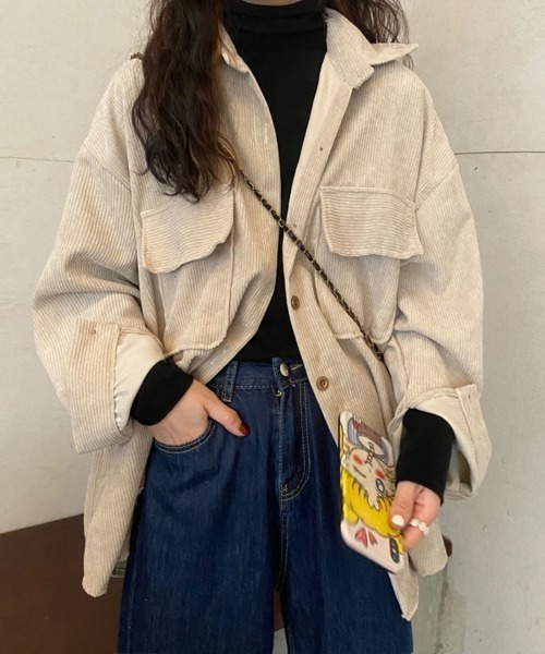 SallyLunn（サリーラン）の「ダブルポケットコーデュロイシャツ（シャツ/ブラウス・レディース・ピンク/ブラウン/ベージュ・LARGE/MEDIUM）」の13枚目の写真