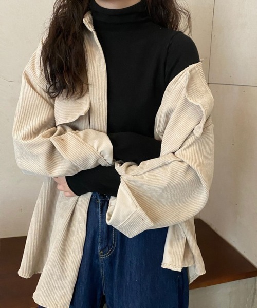SallyLunn（サリーラン）の「ダブルポケットコーデュロイシャツ（シャツ/ブラウス・レディース・ピンク/ブラウン/ベージュ・LARGE/MEDIUM）」の14枚目の写真