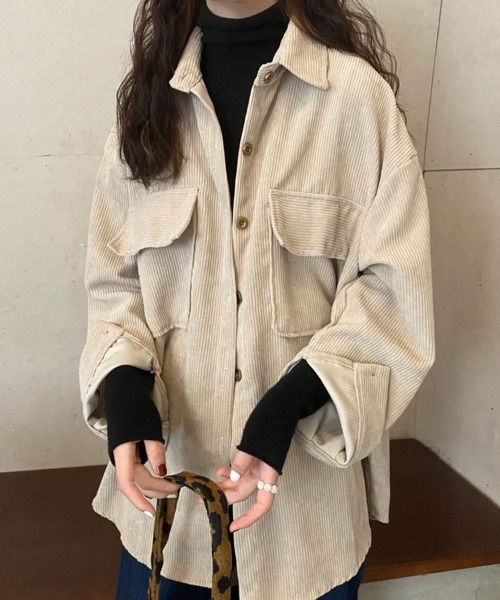 SallyLunn（サリーラン）の「ダブルポケットコーデュロイシャツ（シャツ/ブラウス・レディース・ピンク/ブラウン/ベージュ・LARGE/MEDIUM）」の15枚目の写真
