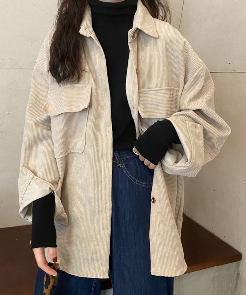 SallyLunn（サリーラン）の「ダブルポケットコーデュロイシャツ（シャツ/ブラウス・レディース・ピンク/ブラウン/ベージュ・LARGE/MEDIUM）」の16枚目の写真