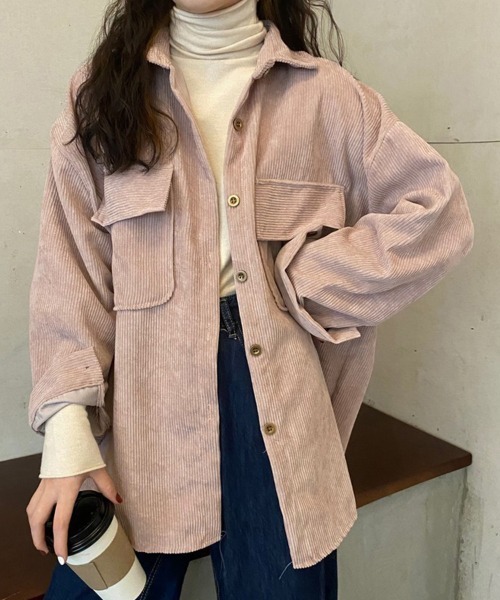 SallyLunn（サリーラン）の「ダブルポケットコーデュロイシャツ（シャツ/ブラウス・レディース・ピンク/ブラウン/ベージュ・LARGE/MEDIUM）」の10枚目の写真