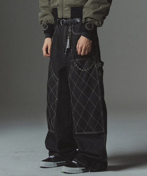 NOT4NERD(ノットフォーナード)の「Stitch Double Knee Denim Pants - Black(デニムパンツ・レディース・その他・LARGE/X-LARGE/MEDIUM)」の1枚目の写真