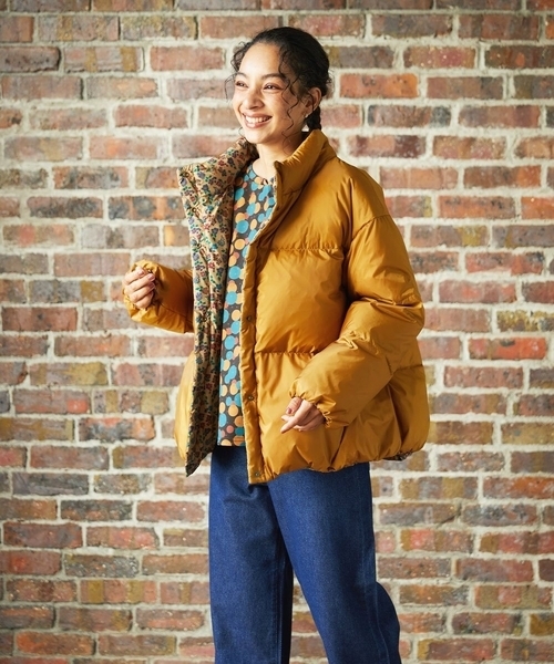 Jocomomola(ホコモモラ)の「【リバーシブル】Flor Alta ショートダウンジャケット(ダウンジャケット/コート・レディース・グリーン/マスタード/ネイビー・40)」の3枚目の写真