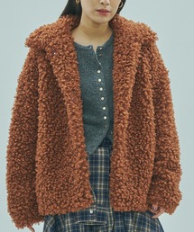 ファーコート ショート丈 フェイクファー」に該当するブラウン/茶色系