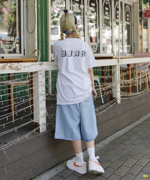 CREAM SODA LAB(クリームソーダラボ)の「恋愛時代 半袖Tシャツ ライトグレー ブラック(Tシャツ/カットソー・レディース・その他・MEDIUM/X-LARGE/XX-LARGE/LARGE)」の8枚目の写真