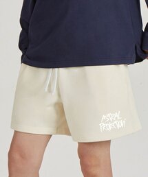 グラフィティレタリングコンフォータブルワッフル裏毛ショートパンツ_クリーム
