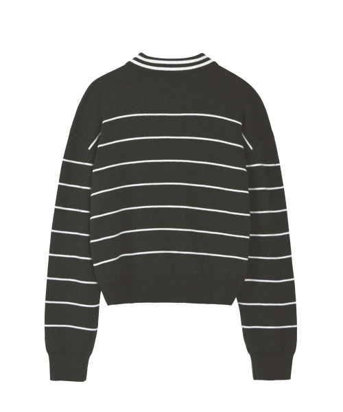 YALE(イェール)の「ウィメンズ Yロゴストライプポロニット_チャコール(ニット/セーター・レディース・その他・SMALL/MEDIUM)」の3枚目の写真