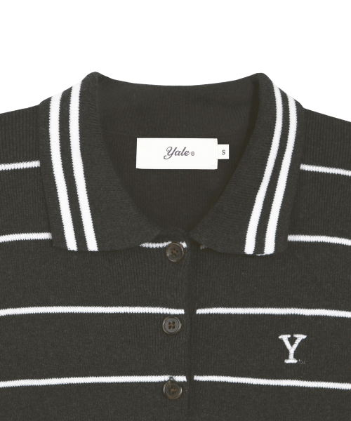 YALE(イェール)の「ウィメンズ Yロゴストライプポロニット_チャコール(ニット/セーター・レディース・その他・SMALL/MEDIUM)」の4枚目の写真