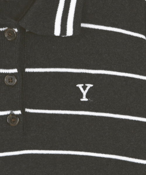 YALE(イェール)の「ウィメンズ Yロゴストライプポロニット_チャコール(ニット/セーター・レディース・その他・SMALL/MEDIUM)」の5枚目の写真