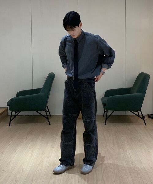 EXCONTAINER(エックスコンテナ)の「ディープウォッシングワイドデニムパンツ (WASHED BLACK)(デニムパンツ・メンズ・その他・SMALL/MEDIUM/LARGE/X-LARGE)」の21枚目の写真