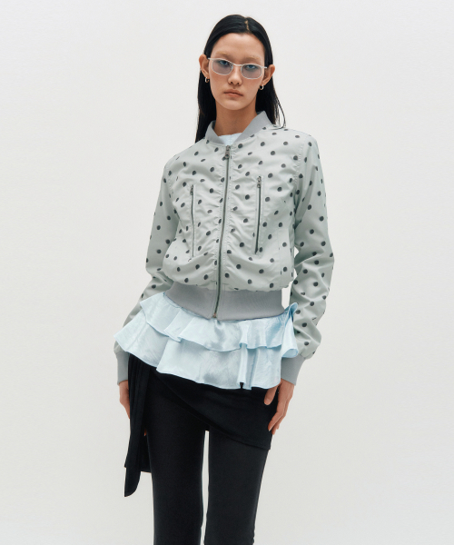 KIMZISU（キムジス）の「Dot Graphic Windbreaker _ GREY（ナイロンジャケット・レディース・グレー・SMALL/MEDIUM）」の2枚目の写真