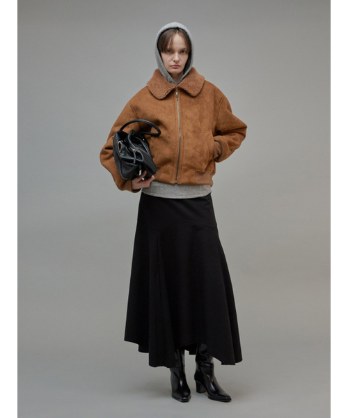 FROMWHERE(フロムウェア)の「Wool Draping Long Skirt Black(スカート・レディース・その他・SMALL/MEDIUM)」の3枚目の写真