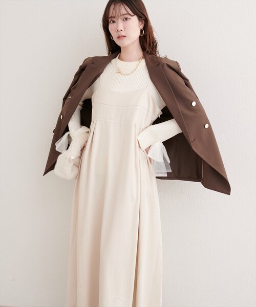 natural couture（ナチュラルクチュール）の「タックキャミワンピース（ワンピース・レディース・アイボリー/グレイッシュベージュ/ブラック・FREE）」の8枚目の写真