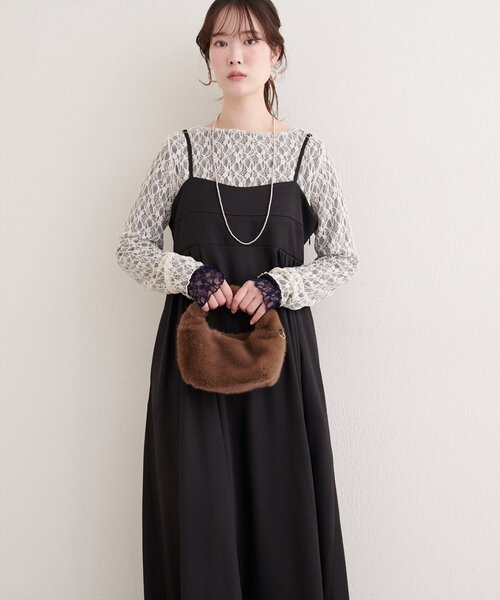 natural couture（ナチュラルクチュール）の「タックキャミワンピース（ワンピース・レディース・アイボリー/グレイッシュベージュ/ブラック・FREE）」の11枚目の写真