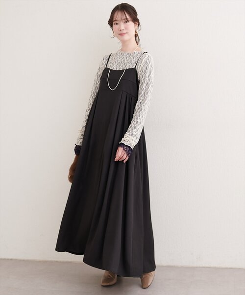 natural couture（ナチュラルクチュール）の「タックキャミワンピース（ワンピース・レディース・アイボリー/グレイッシュベージュ/ブラック・FREE）」の13枚目の写真