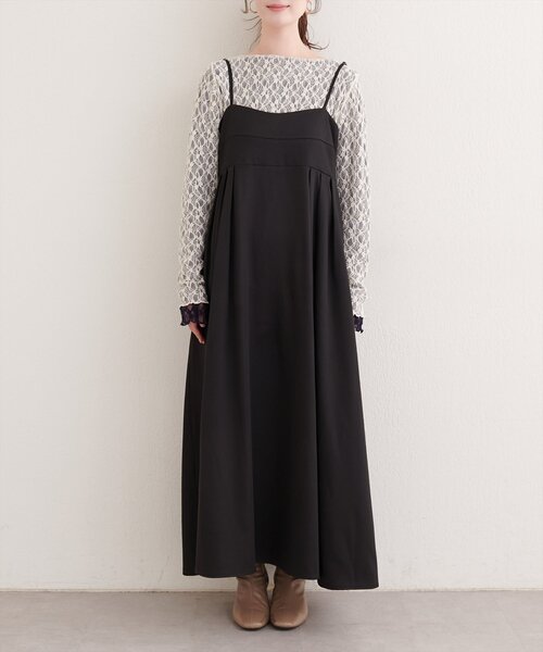 natural couture（ナチュラルクチュール）の「タックキャミワンピース（ワンピース・レディース・アイボリー/グレイッシュベージュ/ブラック・FREE）」の14枚目の写真