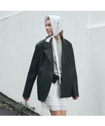 NONLOCAL（ノンローカル）の「Faux Leather Oversize Jacket - Black（ライダースジャケット）」