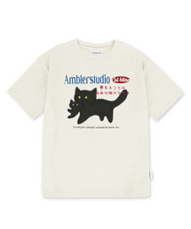 キャットバイティンググラフィック半袖Tシャツ AS1206 (アイボリー)