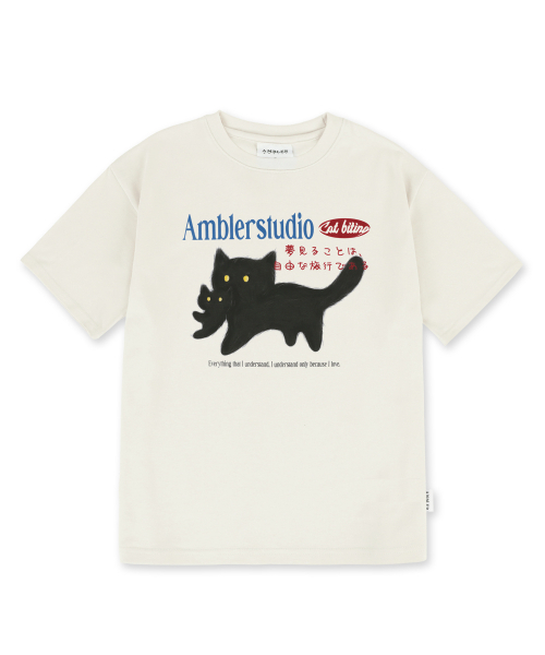 ambler（エムブラー）の「キャットバイティンググラフィック半袖Tシャツ AS1206 (アイボリー)（Tシャツ/カットソー・レディース・その他・SMALL/MEDIUM/LARGE）」の2枚目の写真