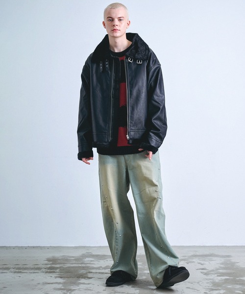 セール】オーバーサイズ ファーライナー フェイクレザー B-3タイプ