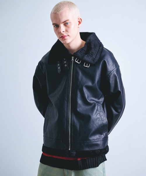 セール】オーバーサイズ ファーライナー フェイクレザー B-3タイプ