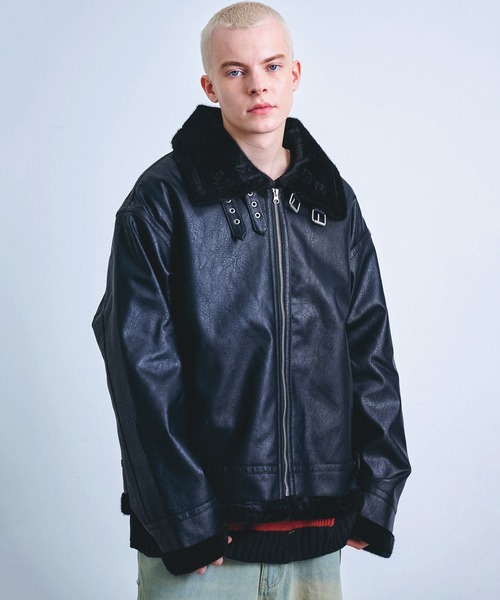 セール】オーバーサイズ ファーライナー フェイクレザー B-3タイプ