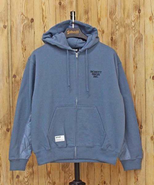 schott(ショット)の「QUILTED COMBI. ZIP HOODED(パーカー・メンズ・オートミール/グレイッシュブルー/ブラック・XXL/XL/L/M)」の10枚目の写真