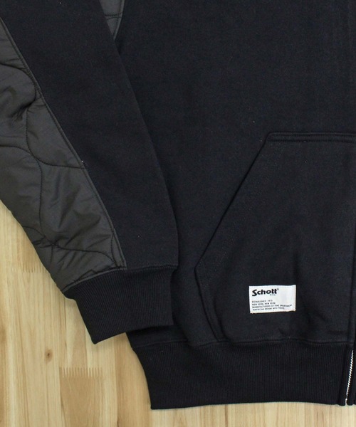 schott(ショット)の「QUILTED COMBI. ZIP HOODED(パーカー・メンズ・オートミール/グレイッシュブルー/ブラック・XXL/XL/L/M)」の16枚目の写真