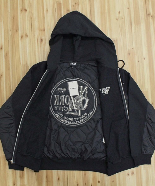 QUILTED COMBI. ZIP HOODED（パーカー）｜schott（ショット）の