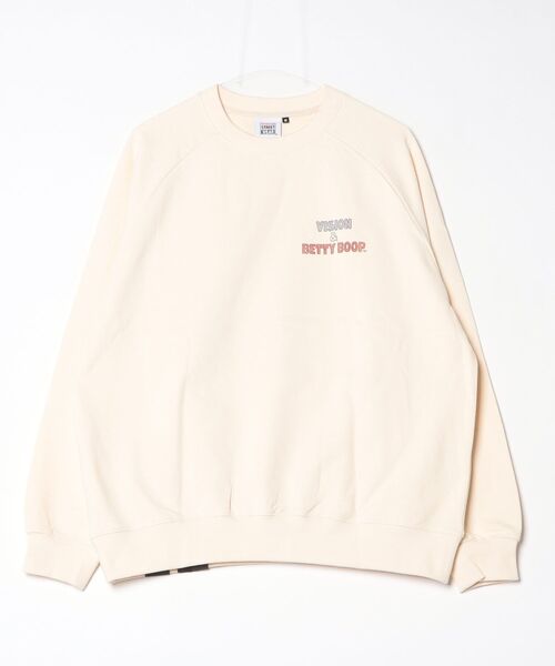 VISION STREET WEAR(ヴィジョンストリートウェア)の「【VISION STREET WEAR/ヴィジョンストリートウェア】BETTY Hollywood Vintage Crewneck Sweat/ベティーハリウッド ヴィンテージ クルーネックスウェット(スウェット・メンズ・オフホワイト/チャコールグレー/ホワイト系その他・LL/L/M)」の1枚目の写真