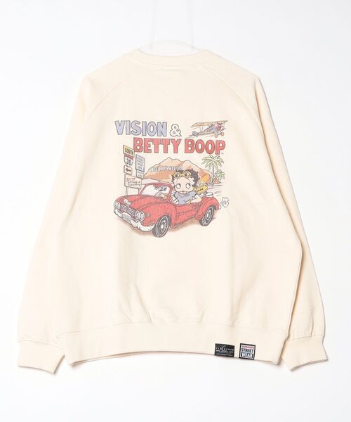 VISION STREET WEAR(ヴィジョンストリートウェア)の「【VISION STREET WEAR/ヴィジョンストリートウェア】BETTY Hollywood Vintage Crewneck Sweat/ベティーハリウッド ヴィンテージ クルーネックスウェット(スウェット・メンズ・オフホワイト/チャコールグレー/ホワイト系その他・LL/L/M)」の4枚目の写真