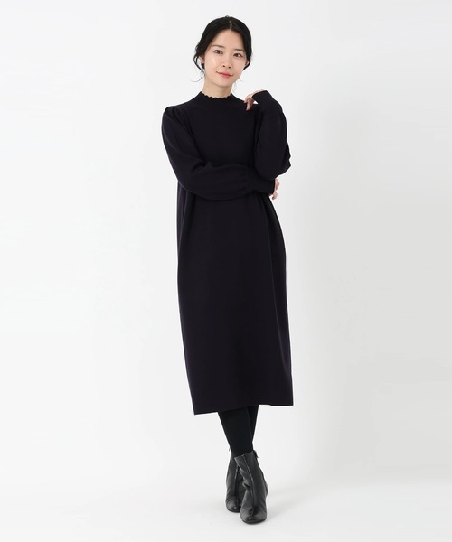 STRAWBERRY-FIELDS（ストロベリーフィールズ）の「リッシュウール_バックパールニットワンピース（ワンピース・レディース・ブラック/ピンク系その他/ネイビー・2）」の5枚目の写真