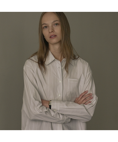 Better embroidery wide stripe shirt [KNFW02SH03]_Light beige