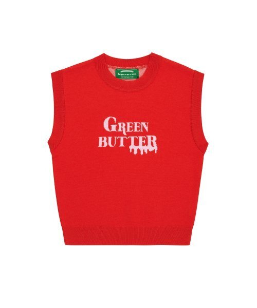Lettering knit vest (Red) 【公式通販】