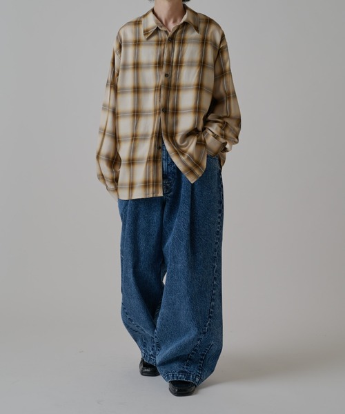 Lui's（ルイス）の「オンブレーチェックオーバーシャツ（シャツ/ブラウス・メンズ・ネイビー/ブラック/アイボリー/ブラウン・M/S）」の20枚目の写真