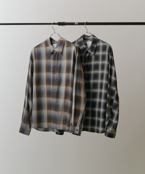 Lui's（ルイス）の「オンブレーチェックオーバーシャツ（シャツ/ブラウス・メンズ・ネイビー/ブラック/アイボリー/ブラウン・M/S）」の5枚目の写真