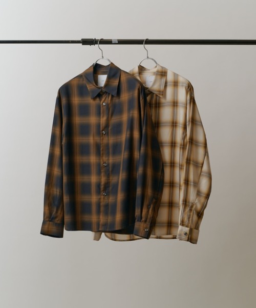 Lui's（ルイス）の「オンブレーチェックオーバーシャツ（シャツ/ブラウス・メンズ・ネイビー/ブラック/アイボリー/ブラウン・M/S）」の6枚目の写真