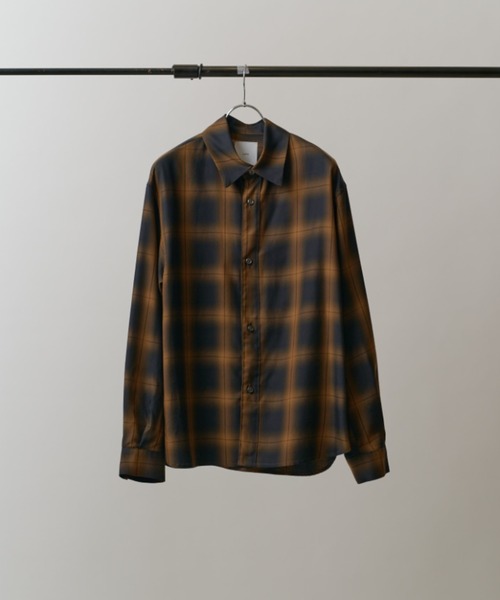 Lui's（ルイス）の「オンブレーチェックオーバーシャツ（シャツ/ブラウス・メンズ・ネイビー/ブラック/アイボリー/ブラウン・M/S）」の9枚目の写真