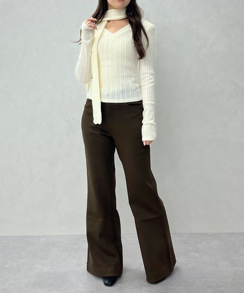 MISCH MASCH(ミッシュマッシュ)の「一部店舗限定 マフラーセットケーブル編みVネックニット(ニット/セーター・レディース・ベージュ/グレー・フリ-)」の5枚目の写真