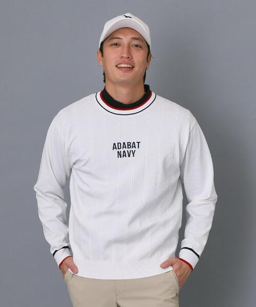 adabat(アダバット)の「【ADABAT NAVY】ケーブルストライプクルーニット(ニット/セーター・メンズ・ライトブルー/ホワイト/ネイビー・46/48/50)」の4枚目の写真