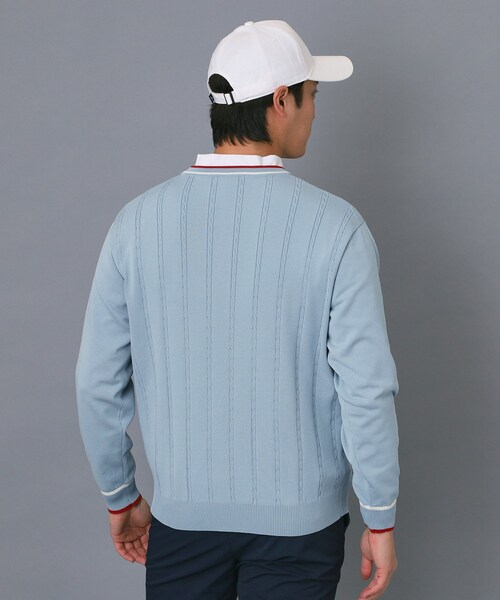 adabat(アダバット)の「【ADABAT NAVY】ケーブルストライプクルーニット(ニット/セーター・メンズ・ライトブルー/ホワイト/ネイビー・46/48/50)」の10枚目の写真