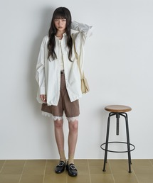 THE YOn | レースレイヤードヘムピントライプタックフレアショートパンツ(その他パンツ)
