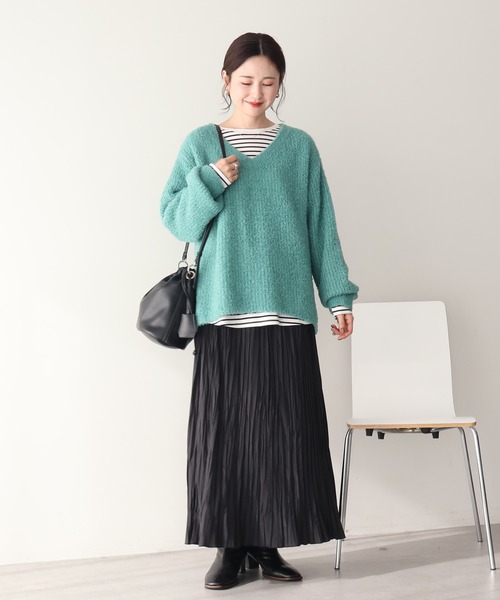 AMERICAN HOLIC（アメリカンホリック）の「ミニシャギーラメニットプルオーバー（ニット/セーター・レディース・チャコールグレー/アイボリー/オレンジ/グリーン/ブラウン・M/L）」の12枚目の写真