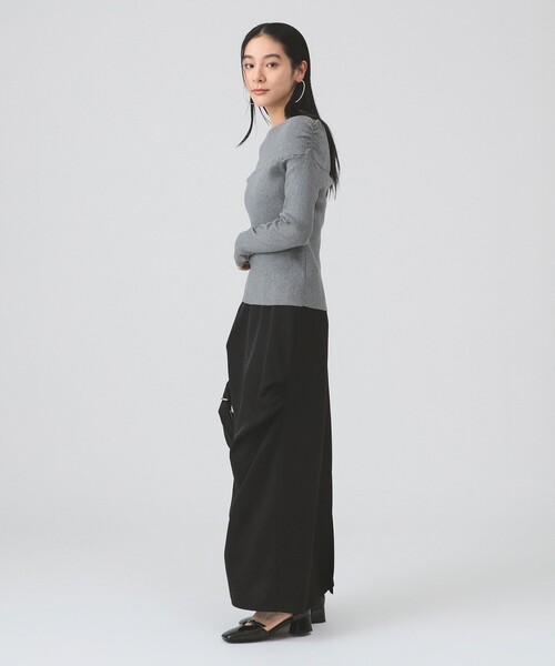 Ray BEAMS（レイビームス）の「リブ オフショルダー ニット（ニット/セーター・レディース・ブラック/グレー・ONE SIZE）」の4枚目の写真