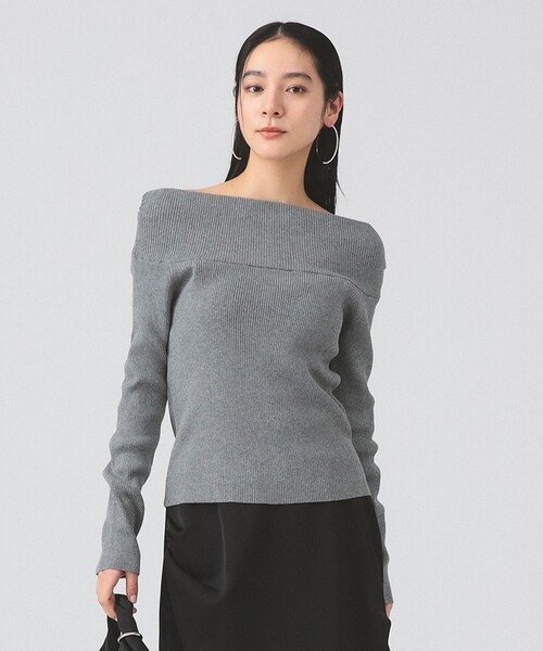 Ray BEAMS（レイビームス）の「リブ オフショルダー ニット（ニット/セーター・レディース・ブラック/グレー・ONE SIZE）」の6枚目の写真