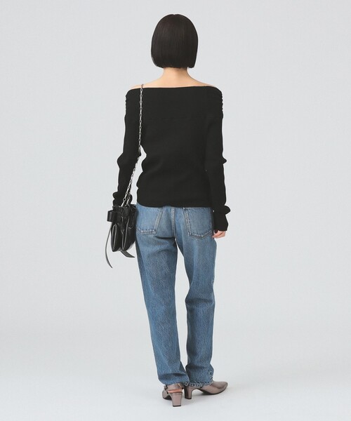 Ray BEAMS（レイビームス）の「リブ オフショルダー ニット（ニット/セーター・レディース・ブラック/グレー・ONE SIZE）」の9枚目の写真