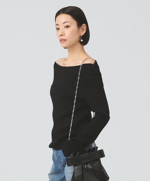Ray BEAMS（レイビームス）の「リブ オフショルダー ニット（ニット/セーター・レディース・ブラック/グレー・ONE SIZE）」の10枚目の写真