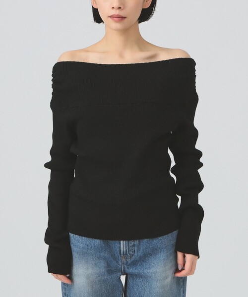 Ray BEAMS（レイビームス）の「リブ オフショルダー ニット（ニット/セーター・レディース・ブラック/グレー・ONE SIZE）」の11枚目の写真